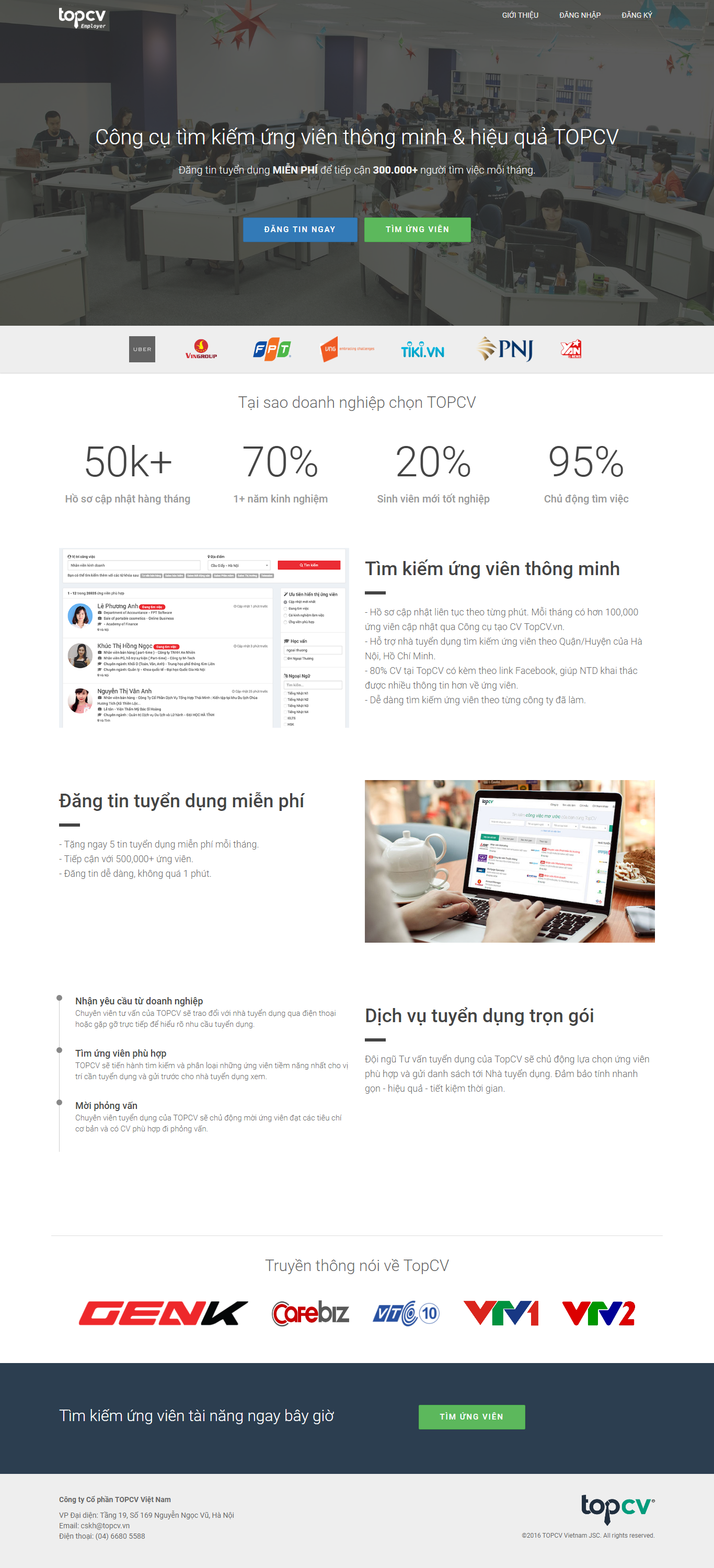 Thiết kế Web tuyển dụng việc làm tuyendung.topcv.vn